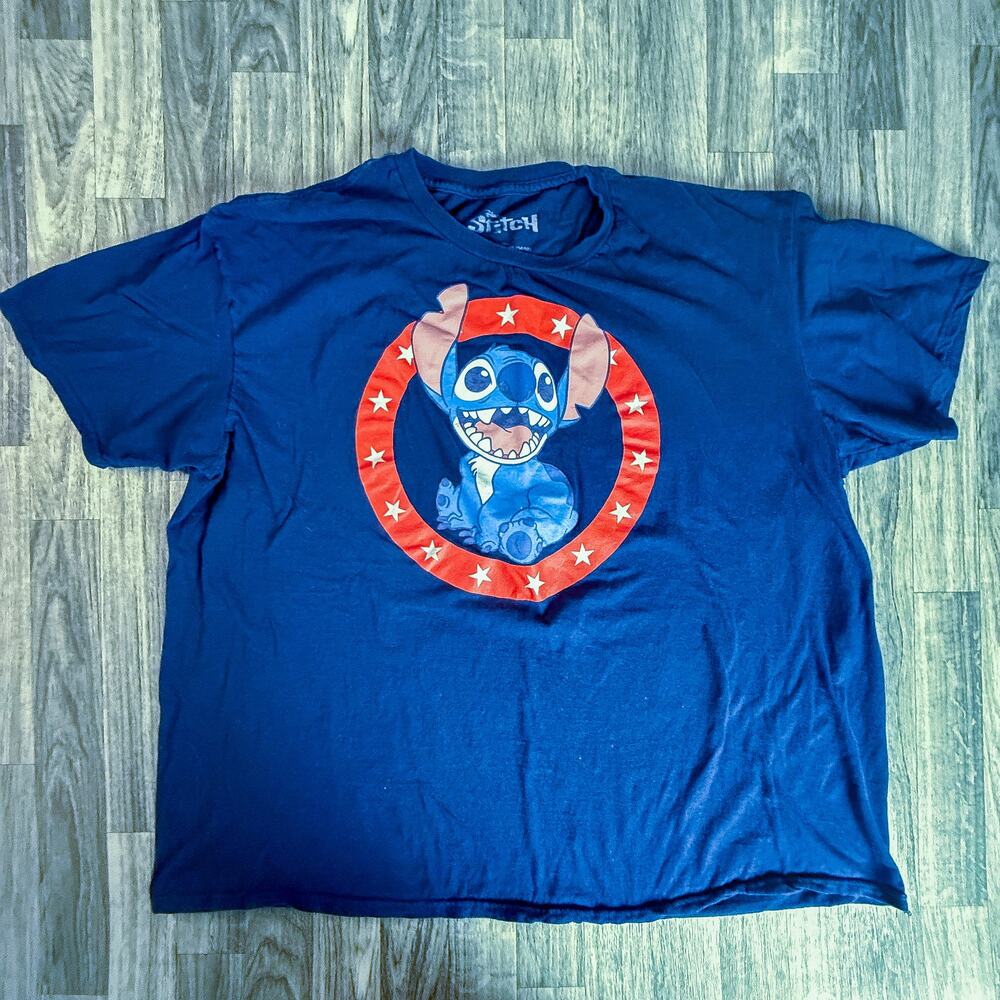Disney Stitch Big & Tall 3XL Graphic Tee Navy Stars Circle – Lilo & Stitch Fan